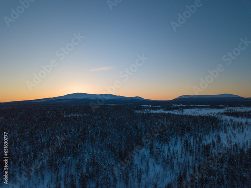 Ylläs Ski Resort and Pallas-Ylläs National park fells in Northern Finland. Äkäslompolo