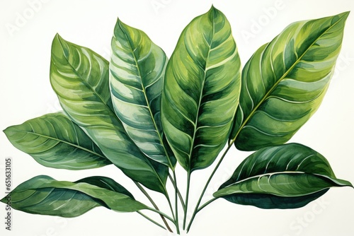 Leaves and foliage. Watercolor tropical plants and leaves. Isolated