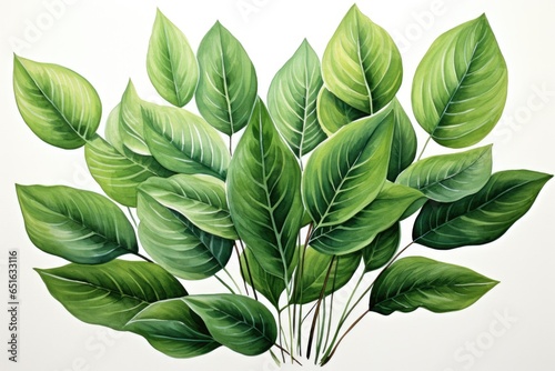 Leaves and foliage. Watercolor tropical plants and leaves. Isolated