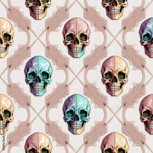 a seamless pattern of skulls