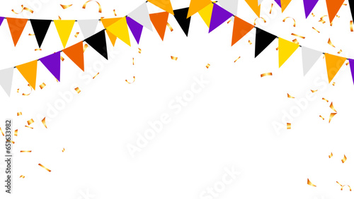 Photographie triangle pennants chain and confetti for halloween party color concept