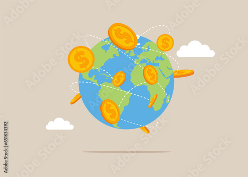 Trading, global money exchang.  Flat vector illustrations.