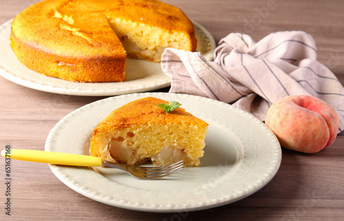 Peento or donut peach cake, photo