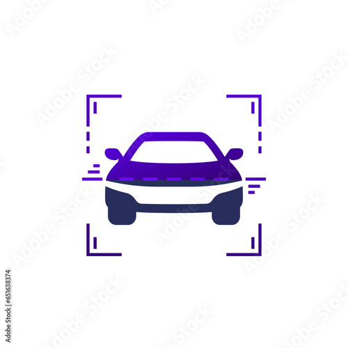 car scanning icon on white, vector