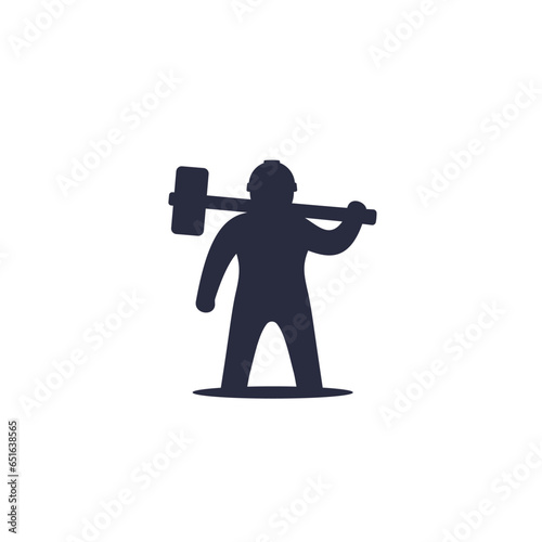 man with sledgehammer icon on white