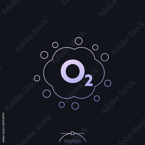 oxygen gas, O2 icon with a cloud, vector