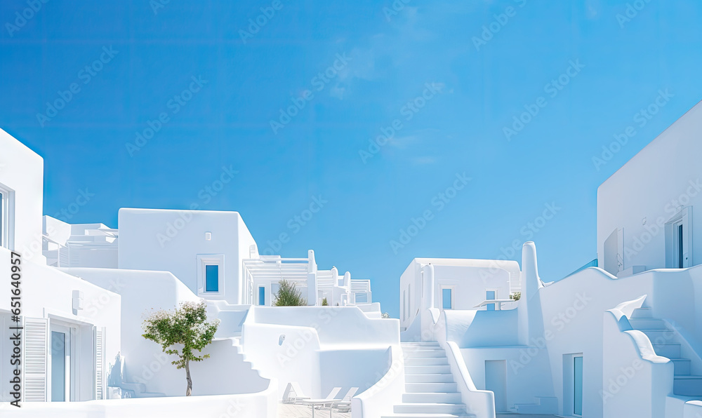 Naklejka premium Charming idyllic white building Santorini .