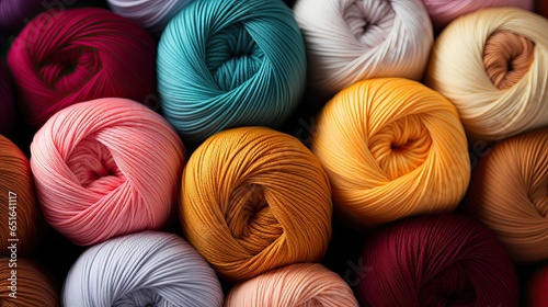 Balls of wool of different colors. Generative AI