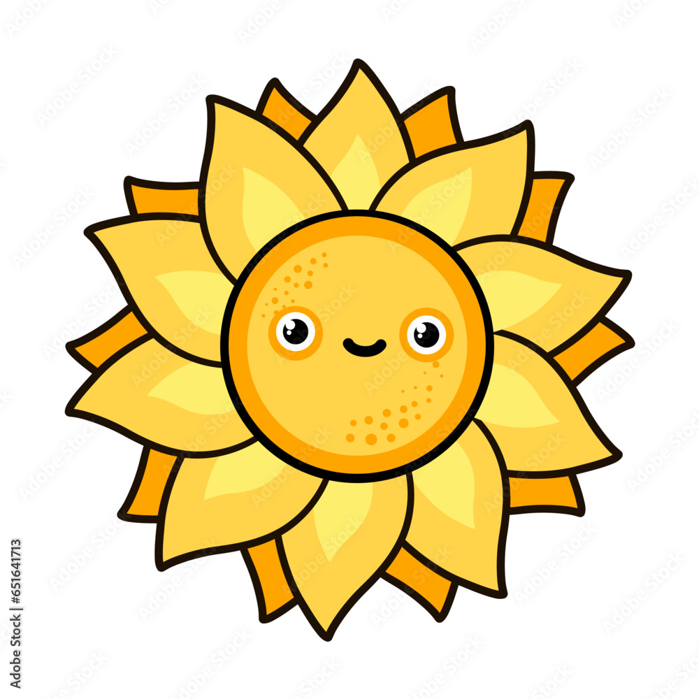 Cute sunflower isolated on white background