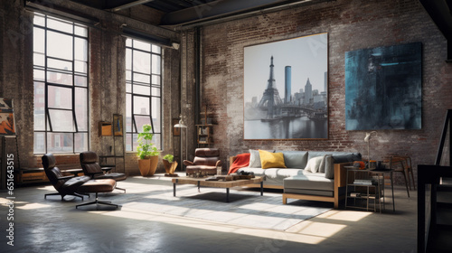 Urban Industrial Artist's Loft A loft-style space with industrial accents, exposed brick walls, and ample space for artistic endeavors 