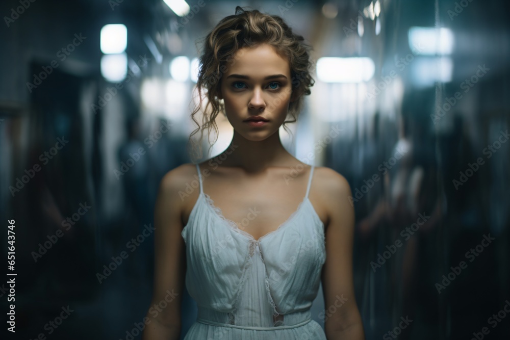fashion portrait of a woman wearing white dress fashion portrait of a woman wearing white dress