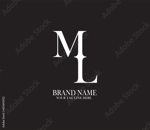 ML letter logo.Alphabet letters Initials Monogram logo. backround with black.