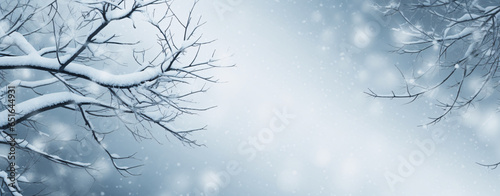 Winter atmospheric landscape with Frost-Covered Trees, Snowfall Landscape, AI generated.