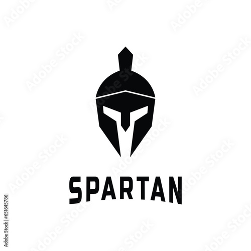 Helmet spartan silhouette logo design idea