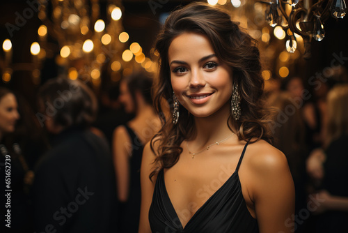 Beautiful other white caucasian female model visiting a high-profile charity gala, wearing elegance and grace sophisticated evening gown. © Falk