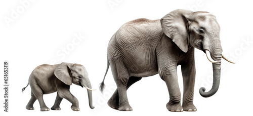 Big elephant with a cute little elephant calf, cut out © Yeti Studio