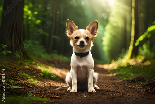 a Chihuahua dog ,in jungle