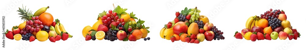 Collection of a bunch of various fresh, colorful fruits, isolated on a transparent background. Collection of a bunch of various fresh, colorful fruits, isolated on a transparent background.