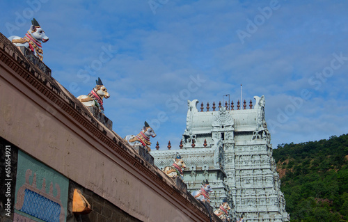 One of the entrance tower of Arulmigu Arunachaleswarar Temple, Tiruvannamalai which represent element of fire. photo
