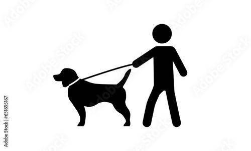 A man holds a dog on a leash. A place for walking dogs in the park. EPS 10