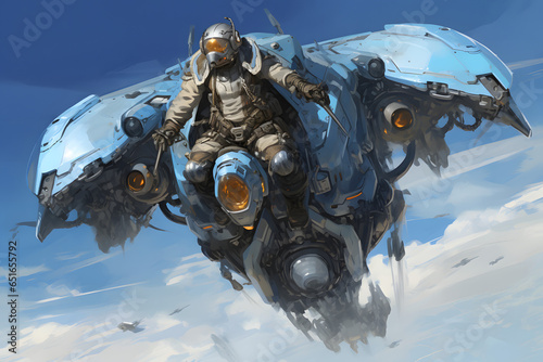 soldier in mecha suit, war robot fighter