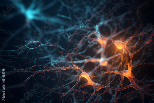Nerve cells neuron signaling brain function concept
