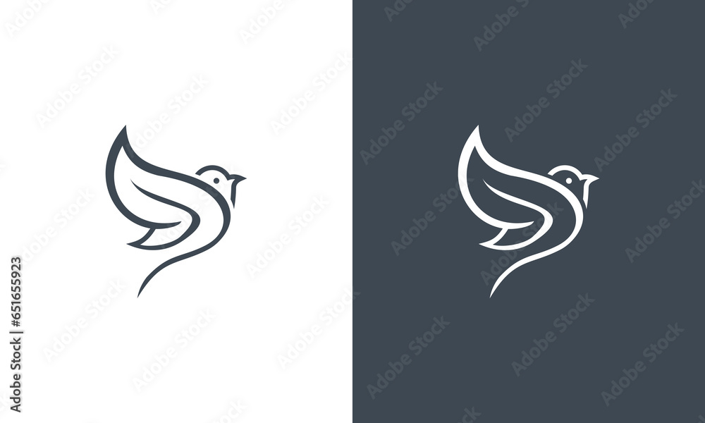 bird leaf stylized line vector logo design bird leaf stylized line vector logo design