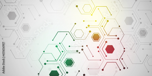 Vector banner design, white background with hexagon pattern
