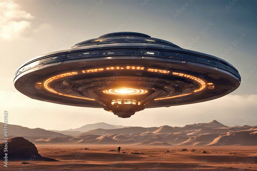 Alien spaceship science fiction wallpaper, 3d illustration of UFO alien vehicle. Alien spaceship science fiction wallpaper, 3d illustration of UFO alien vehicle.