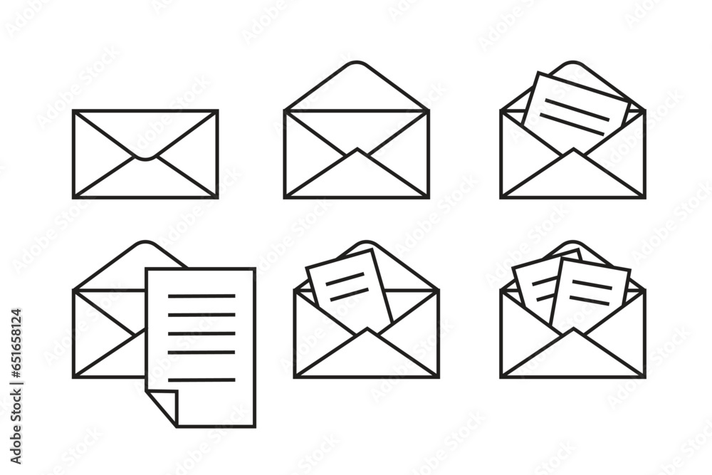 Mail and email concepts. Thin line icon set. Outline symbol collection. Vector illustrations. Mail and email concepts. Thin line icon set. Outline symbol collection. Vector illustrations.