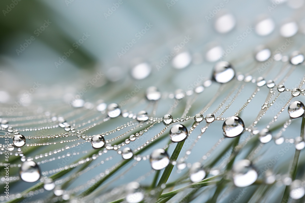 delicate dewdrops glistening on a spider's web, macro, generative ai 