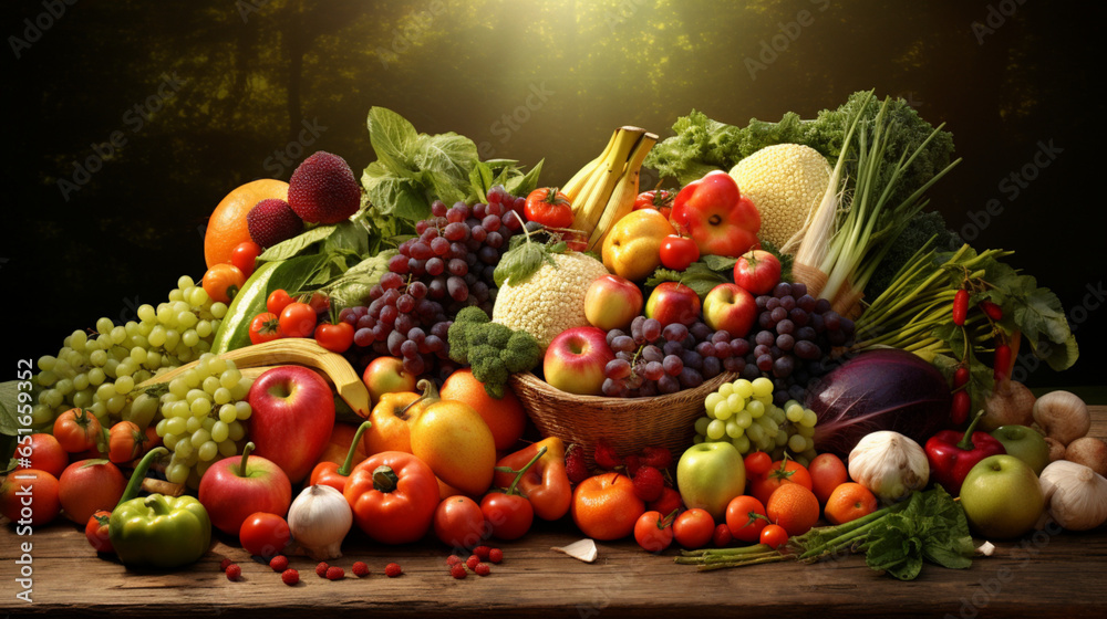 Fresh Organic Bounty: Fruits and Vegetables Galore