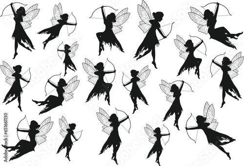 Cute Fairy Silhouette With Arrow Collection © Curut Design Store