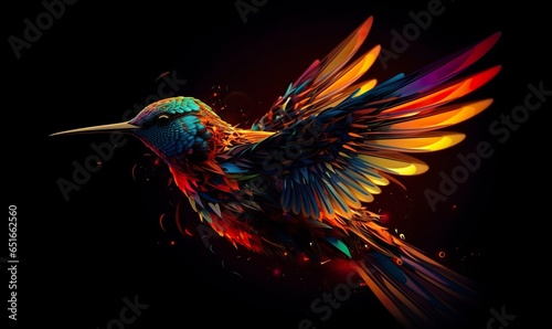 hummingbird logo with multiple colors flying through the air.. © MDMOHAMMODULAH