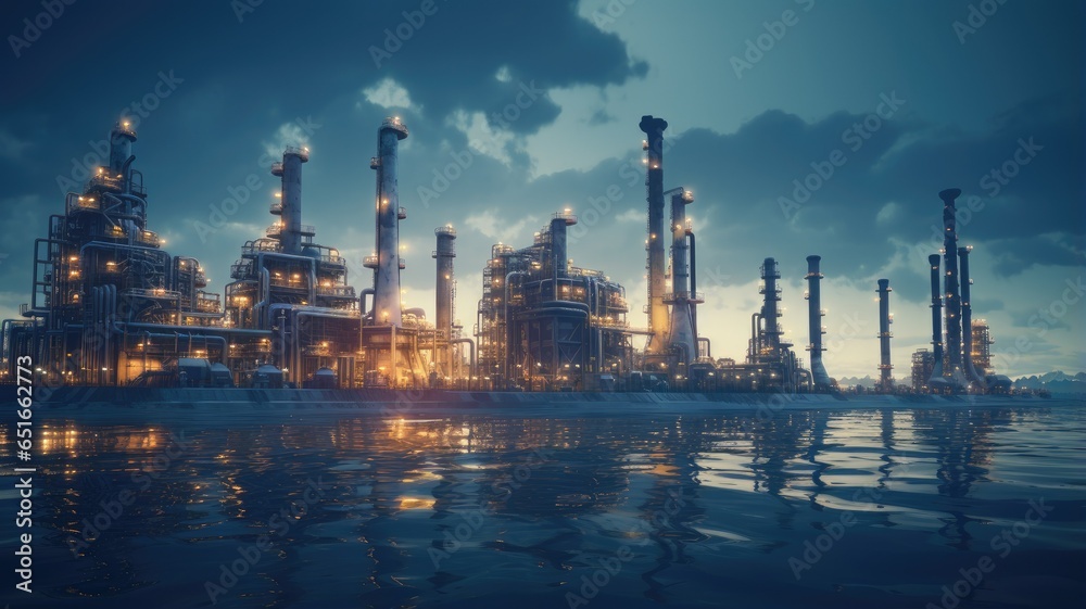 the towering structures and intricate network of pipes and machinery at an oil refinery, highlighting the scale and complexity of the petrochemical industry. the towering structures and intricate network of pipes and machinery at an oil refinery, highlighting the scale and complexity of the petrochemical industry.