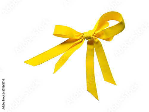 Yellow ribbon with knot transparent background photo