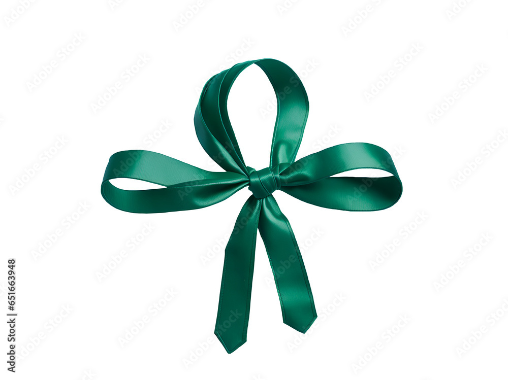 Green ribbon with knot transparent background