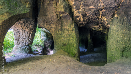 Famous caves Desolate churches II (Pust kostely II), there is a smaller artificial underground space right by the road from Velenice to Svitavy, The Czech republic