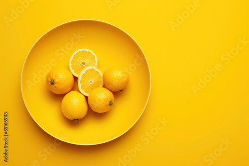 Sliced oranges on a yellow plate