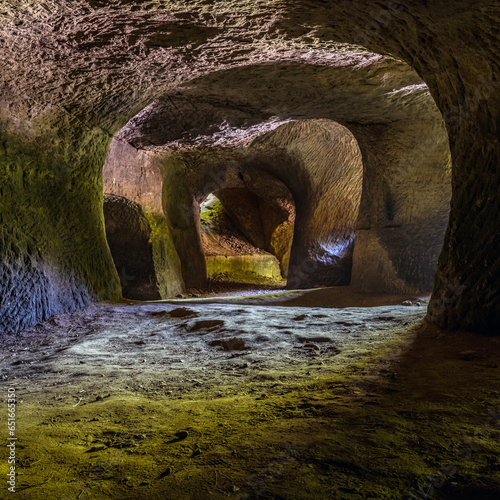 Famous caves Desolate churches II (Pust kostely II), there is a smaller artificial underground space right by the road from Velenice to Svitavy, The Czech republic