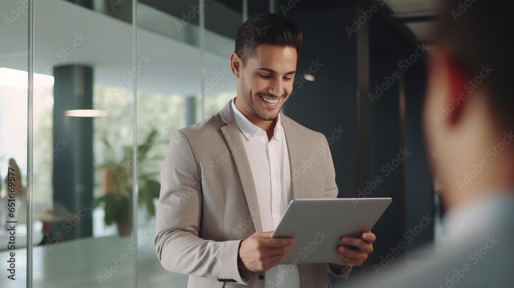 businessman working on tablet in office businessman working on tablet in office