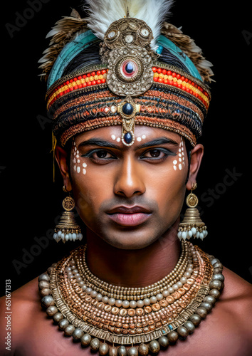 Portrait of an Indian man dressed as an Indian god   5800 x 8200 px