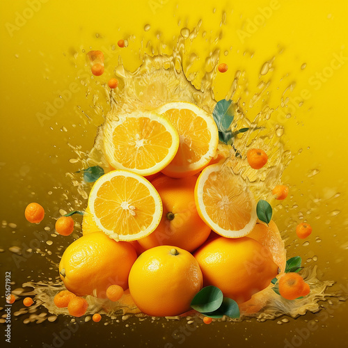 Orange and water splash