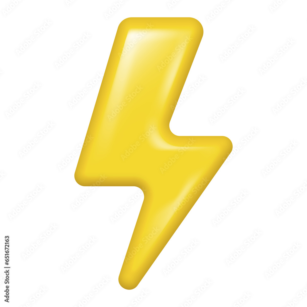 3d Realistic Lightning bolt isolated on white background. Vector illustration. 3d Realistic Lightning bolt isolated on white background. Vector illustration.