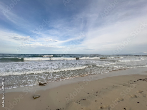 Ibiza, Spain - September 02, 2023 : View of Es Cavallet beach