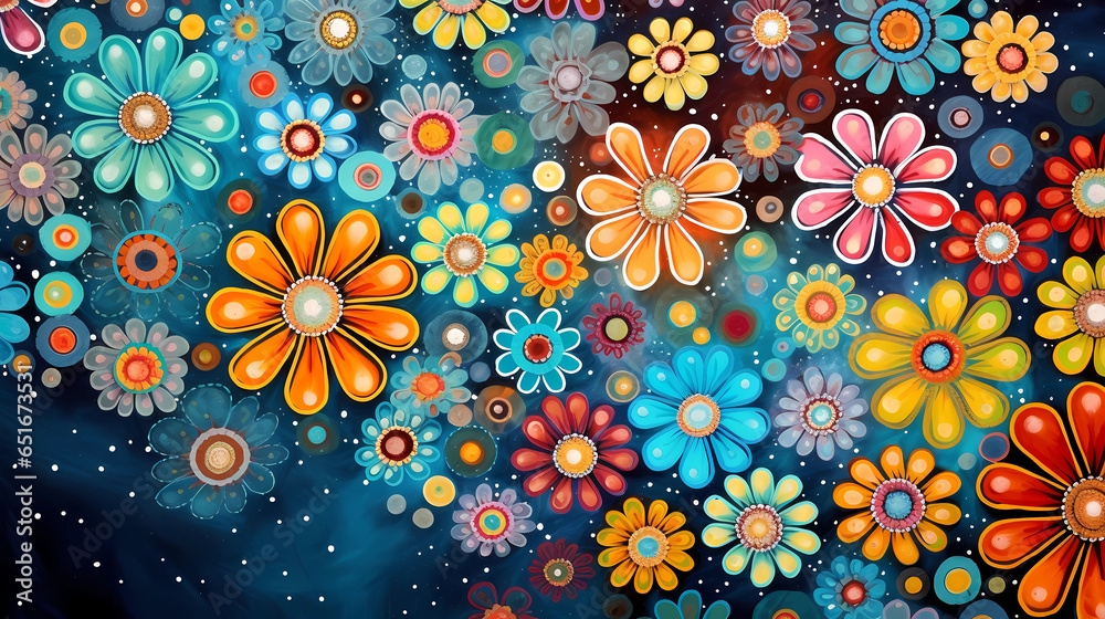 Colorful background of drawn bright flowers. Colorful background of drawn bright flowers.