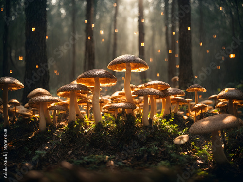 magic mushrooms in the forest