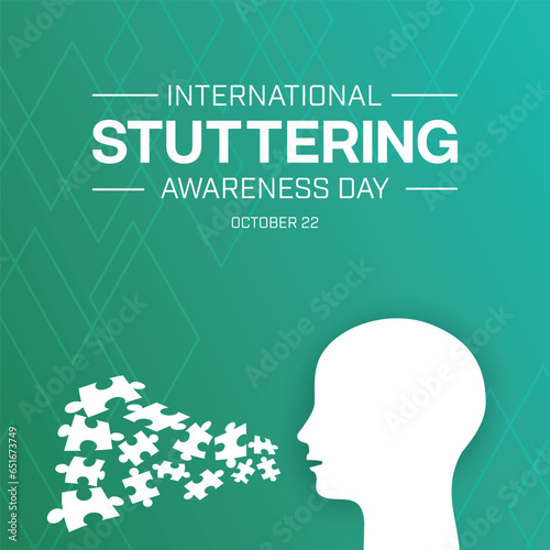 International Stuttering Awareness Day design concept with a man symbol uttering jigsaw puzzle. Vector illustration photo