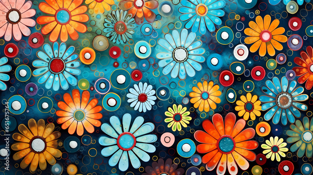 Colorful background of drawn bright flowers. Colorful background of drawn bright flowers.