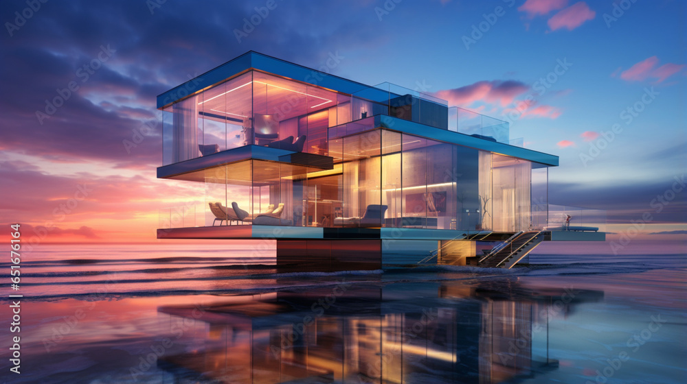 Luxury Sunset Retreat: Glass Home by the Ocean Luxury Sunset Retreat: Glass Home by the Ocean